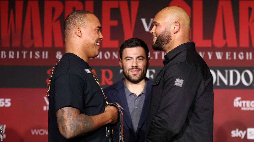 Fabio Wardley laughs while facing off with Frazer Clarke