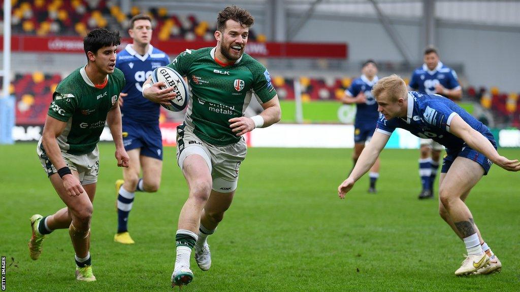 James Stokes scores for London Irish against Sale