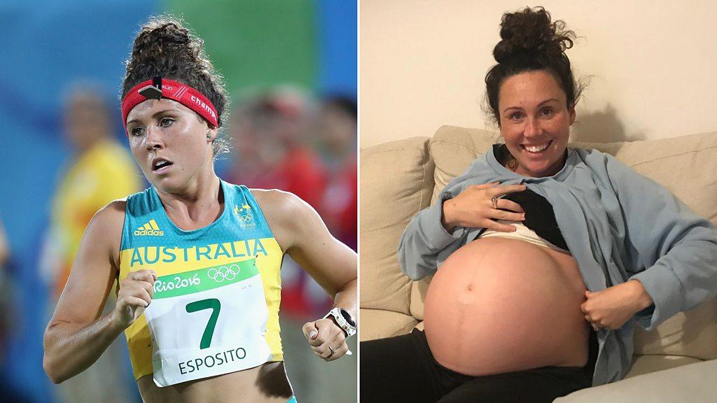 Chloe Esposito running and pregnant