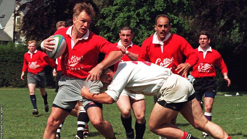 Mike Hall during Wales training in 1995