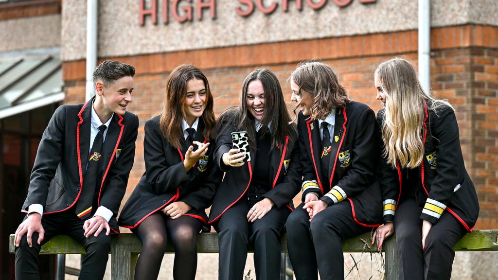 Students at Lochgelly High School view exam results on 10 August 2021 in Lochgelly, Scotland