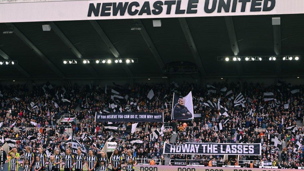 Newcastle United Wmen line up at St. James' Park.