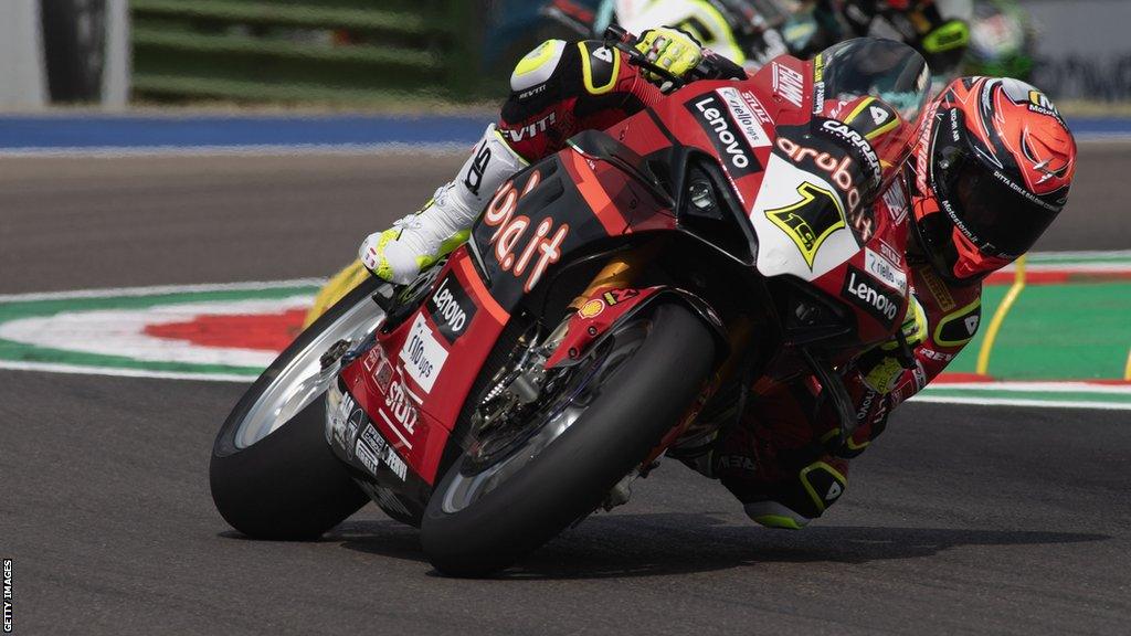 Alvaro Bautista in action on his Ducati