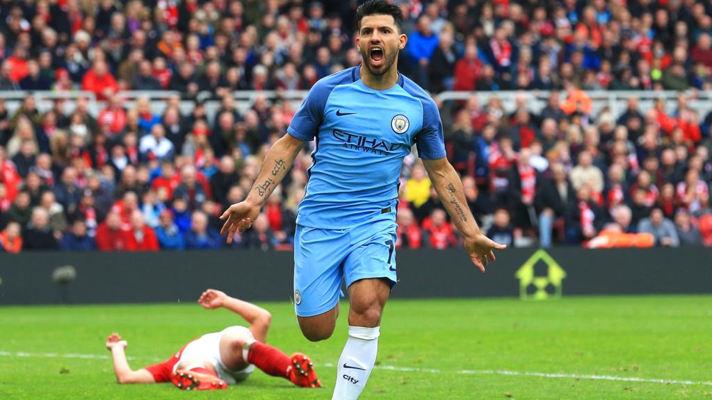 Sergio Aguero celebrates