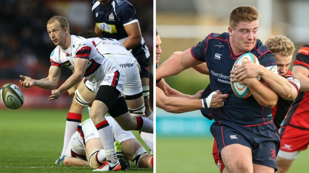 Doncaster scrum-half Michael Heaney (left) and London Scottish hooker Isaac Miller