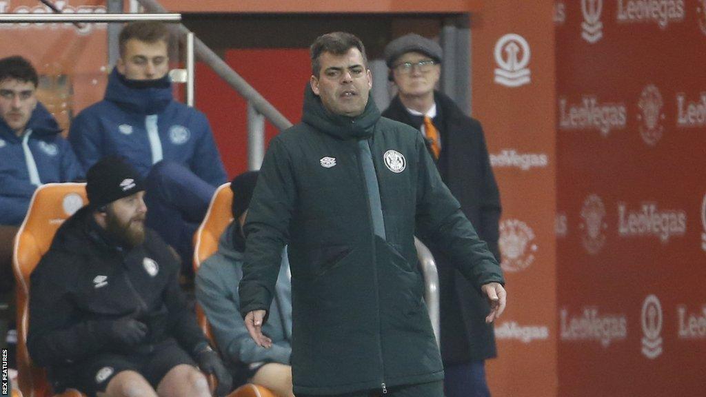 David Horseman gestures from the touchline as Forest Green play Blackpool