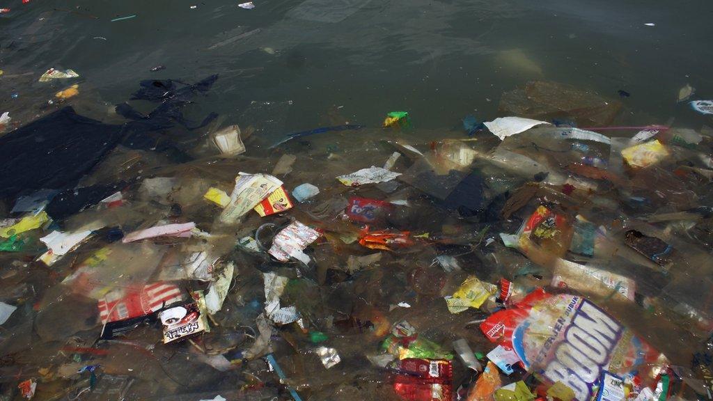 plastic in the ocean.