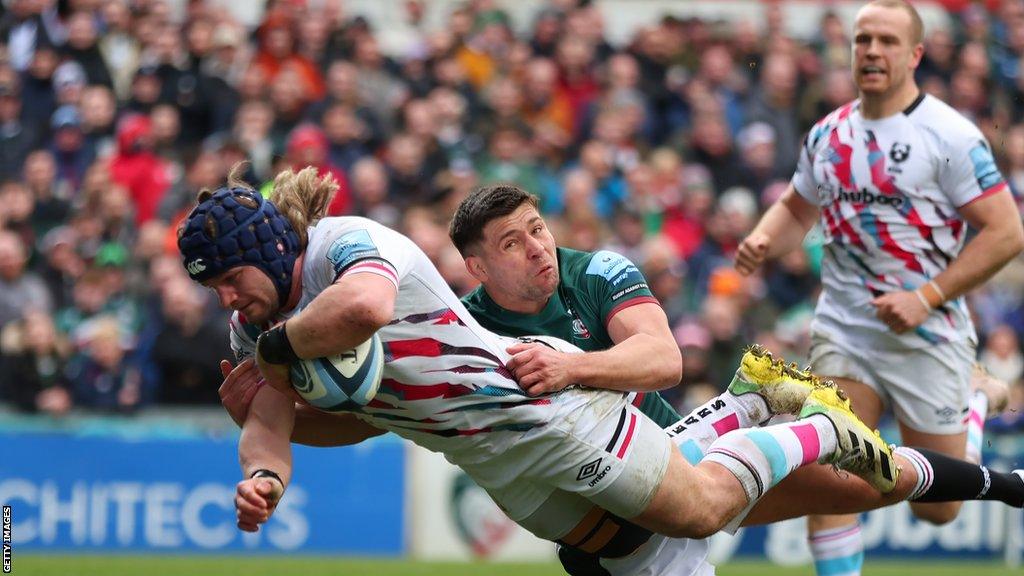 Harry Thacker score for Bristol Bears against Leicester Tigers