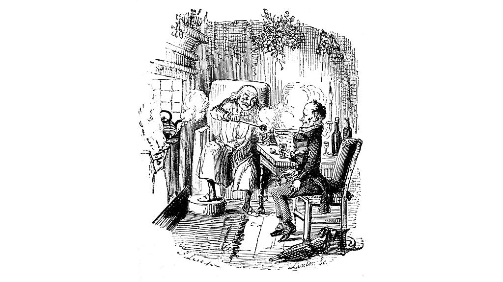 "Scrooge and Bob Cratchit" or "The Christmas Bowl" - by John Leech, from A Christmas Carol