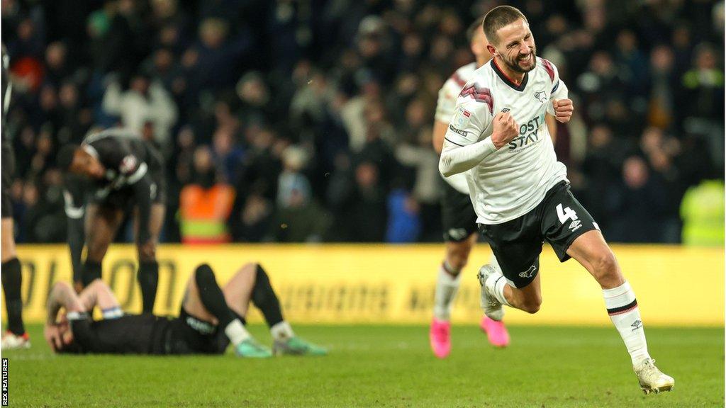 Conor Hourihane celebrates a goal for derby