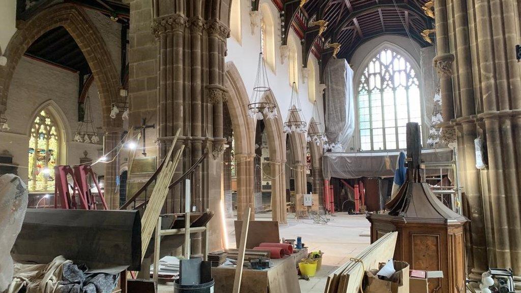 Inside Leicester Cathedral