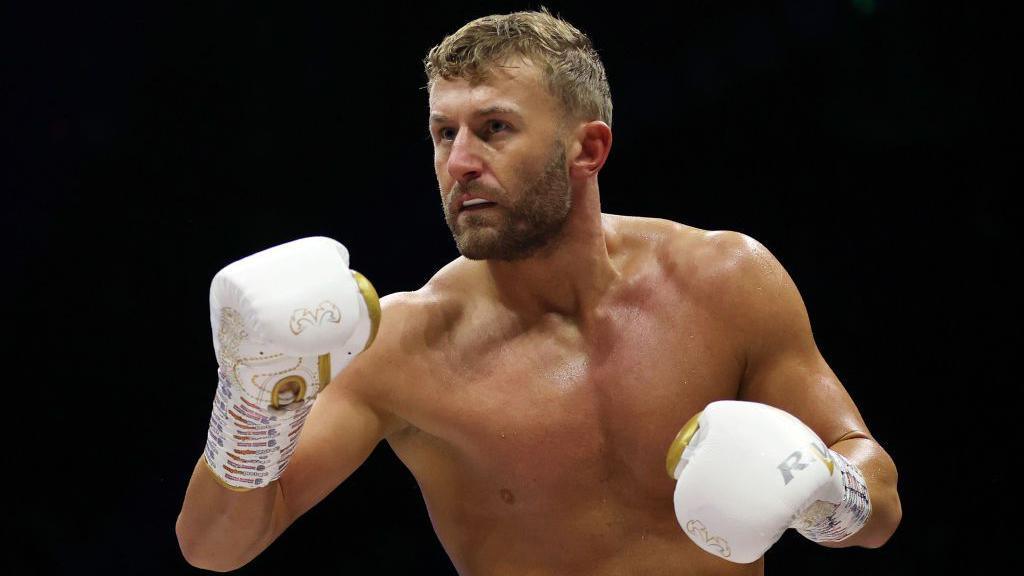 Lewis Edmondson during his British light-heavyweight title fight against Dan Azeez at Copper Box Arena 