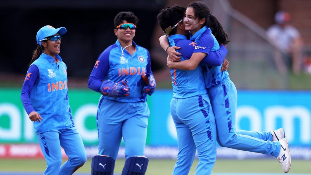 Renuka Thakur of India celebrates the wicket of Orla Prendergast of Ireland during the ICC Women's T20 World Cup group B match between India and Ireland at St George's Park