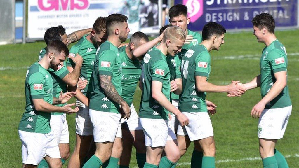 Guernsey FC celebrate a goal