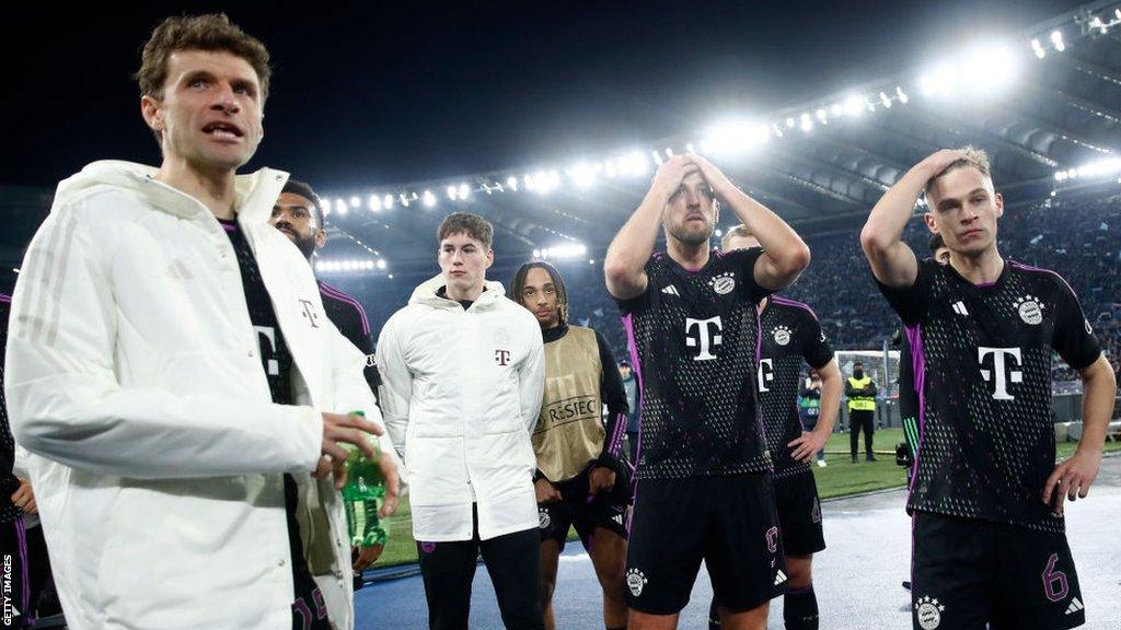 (l to r) Thomas Muller, Harry Kane and Joshua Kimmich