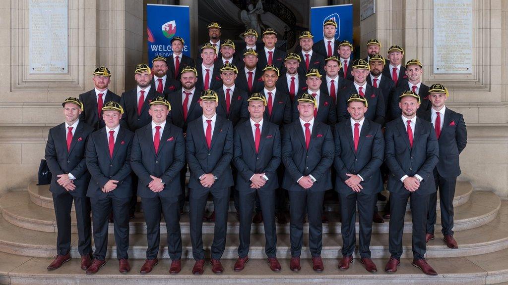 Wales squad for 2023 World Cup after receiving their caps at an official welcome ceremony in Versailles