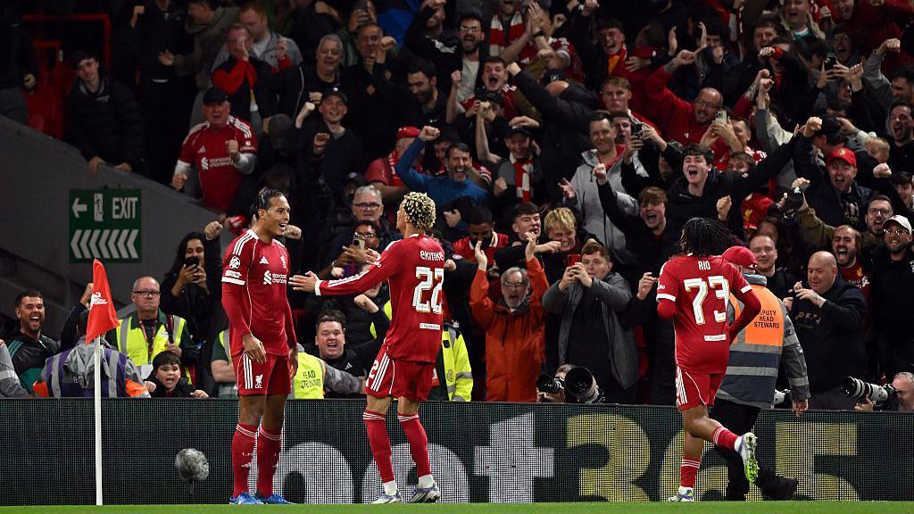 Virgil van Dijk of Liverpool celebrates