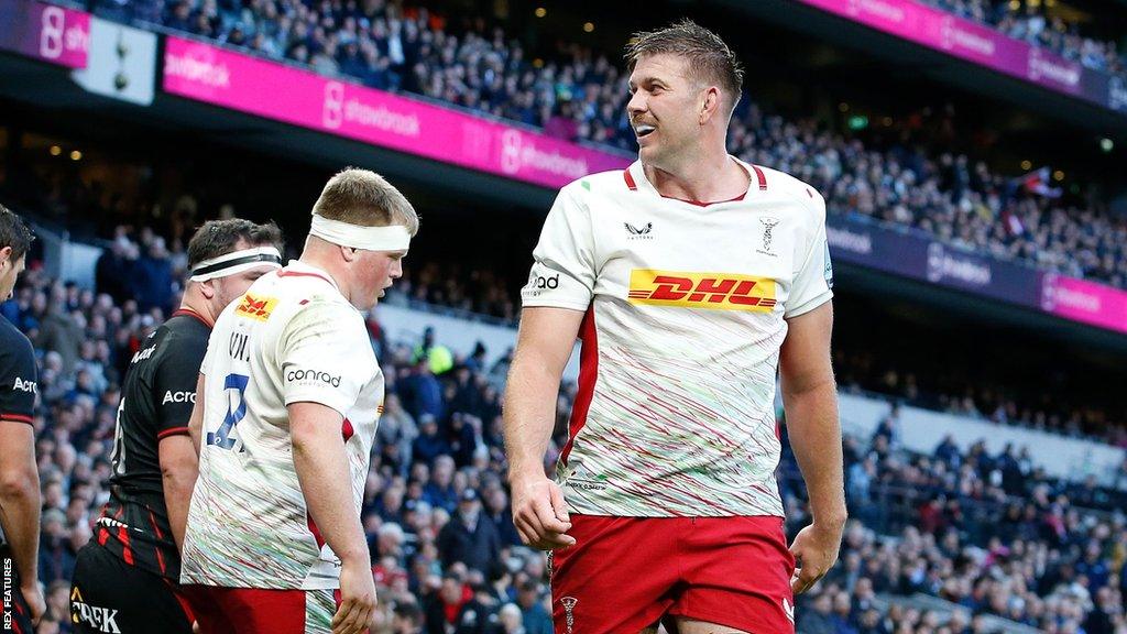 Stephan Lewies standing on the pitch during Harelquins' game with Saracens