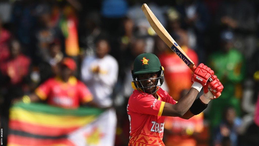 Madhevere playing for Zimbabwe