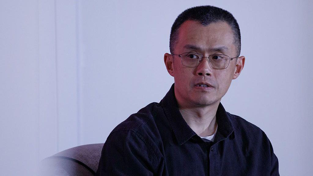 Changpeng Zhao, co-founder of Binance, in a black shirt in April 2025