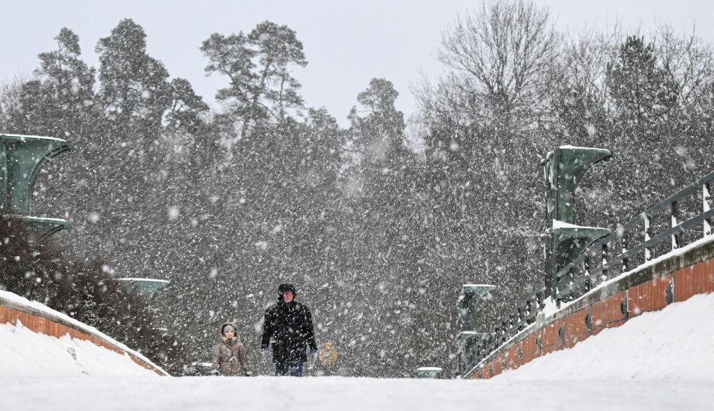 Heavy snowfall in Stockholm, Sweden