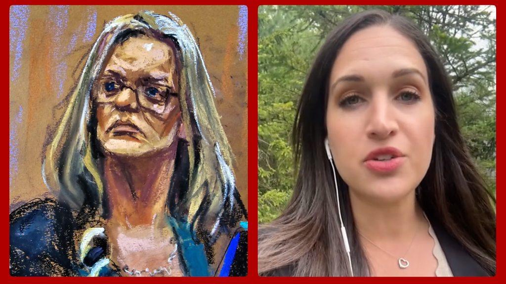 Sketch of former adult-film star Stormy Daniels / BBC's Nada Tawfik