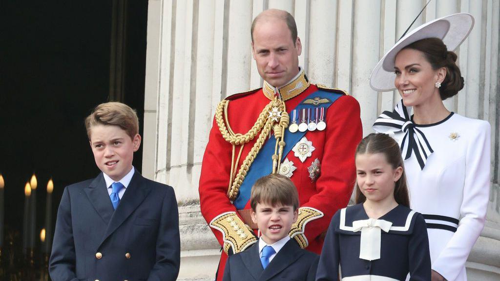 The Prince and Princess of Wales with their three children George, Louis and Charlotte