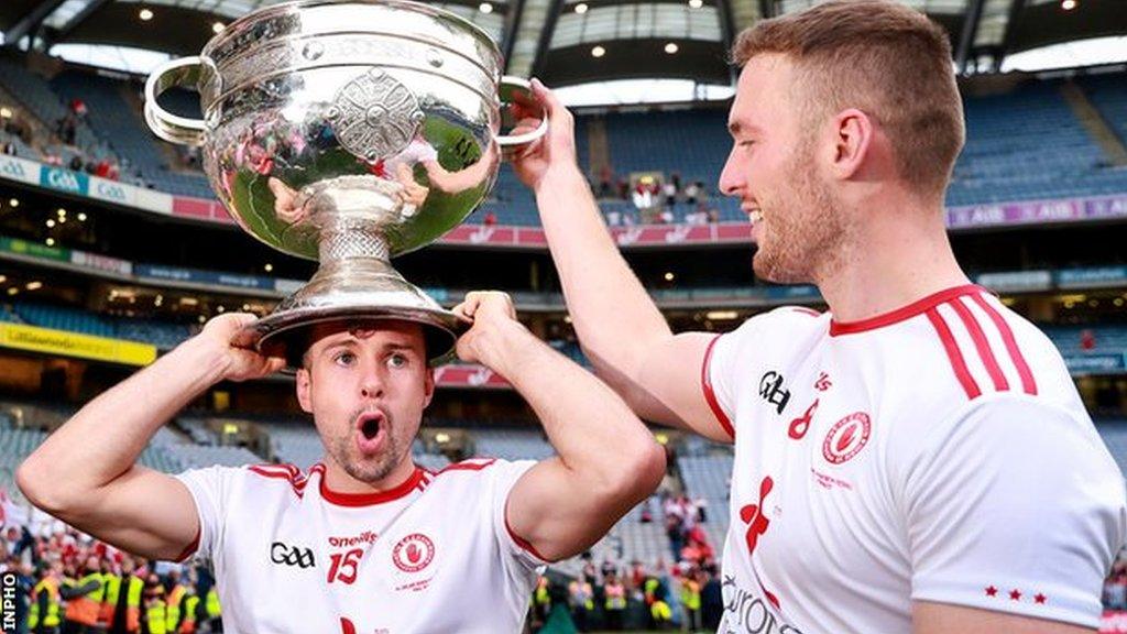 Conor McKenna (left) celebrates with the Sam Maguire Cup after the All-Ireland final win over Mayo