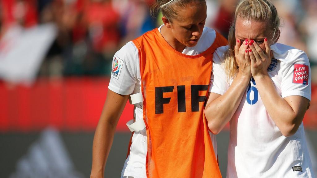 Laura Bassett reacts