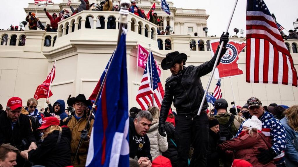 Pro-Trump supporters storm the US Capitol following a rally with President Donald Trump on January 6, 2021 in Washington, DC