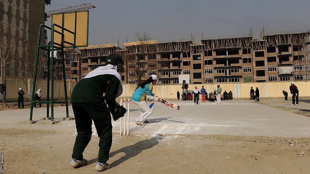 Girls playing cricket in Afghanistan