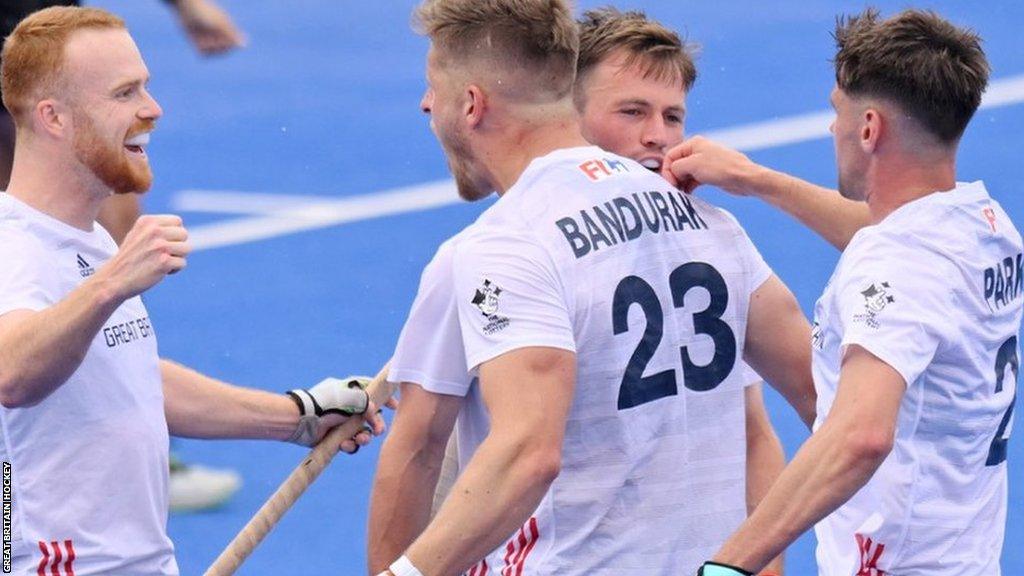 Great Britain's men celebrate