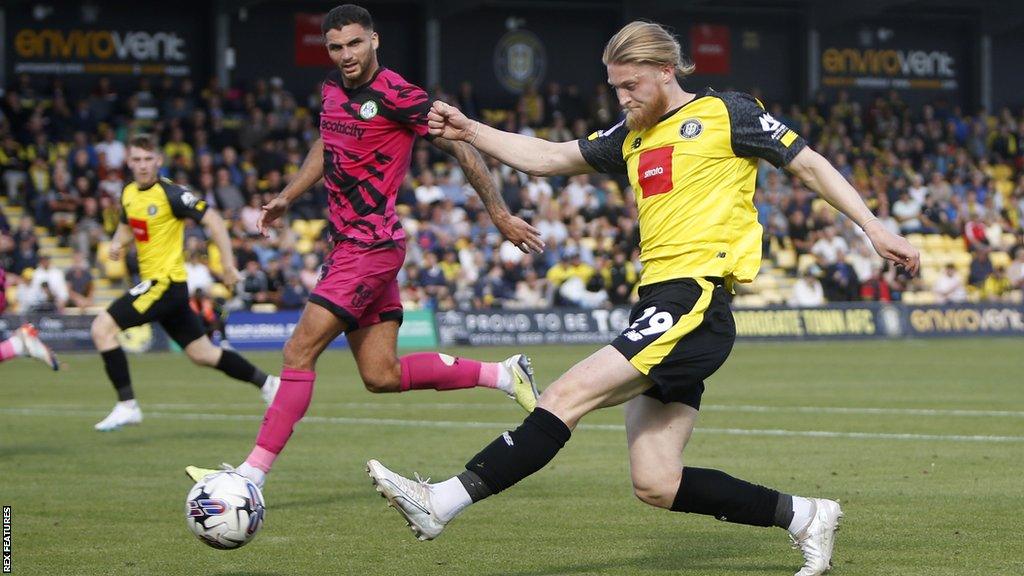 Harrogate Town striker Luke Armstrong has scored 31 goals in 106 appearances for the club