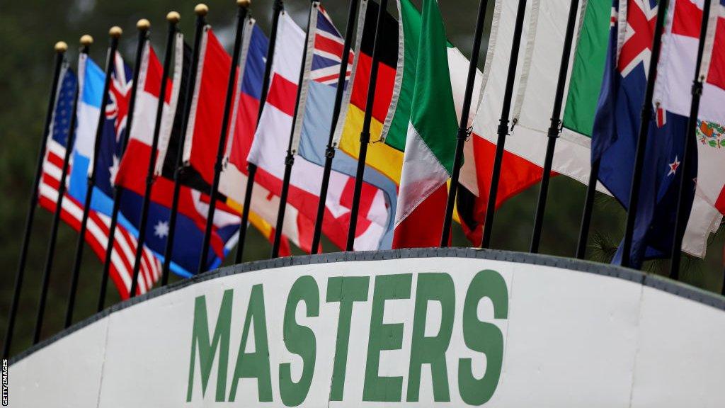 Masters leaderboard with international flags on top