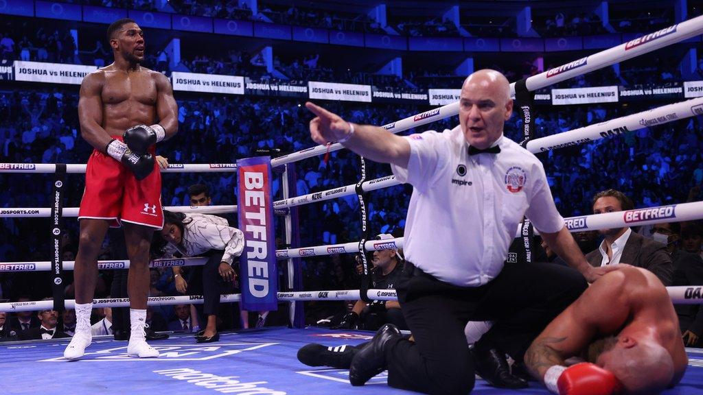 Anthony Joshua celebrates