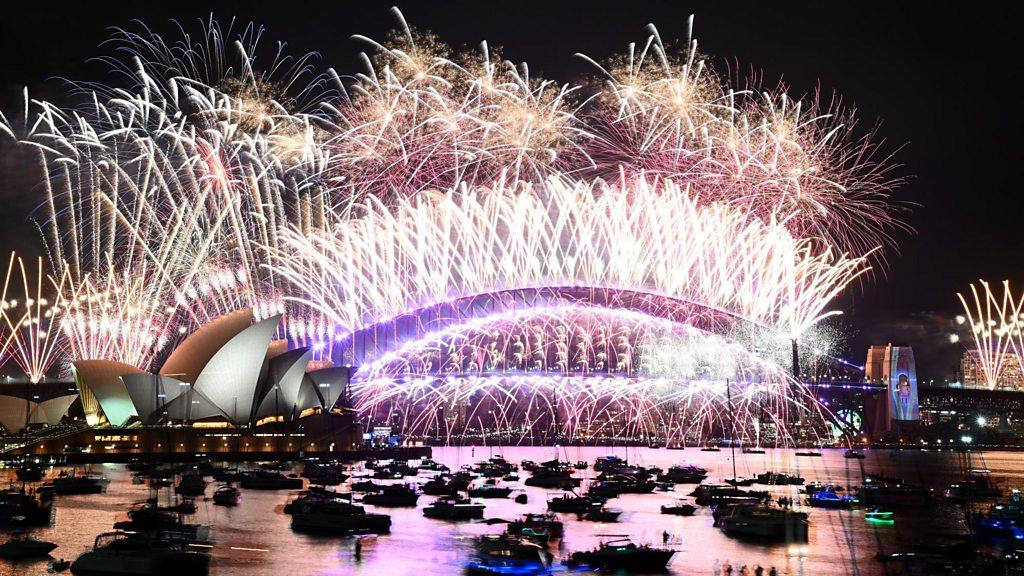 Fireworks over the Sydney Opera House during New Year's Eve celebrations in Sydney