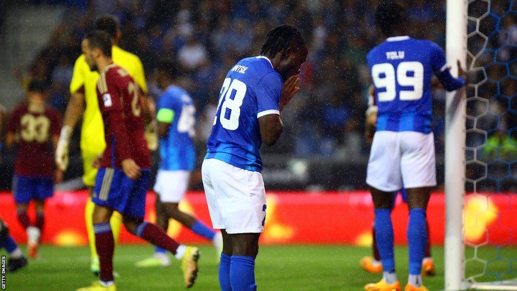 Genk's Joseph Paintsil shows his disappointment