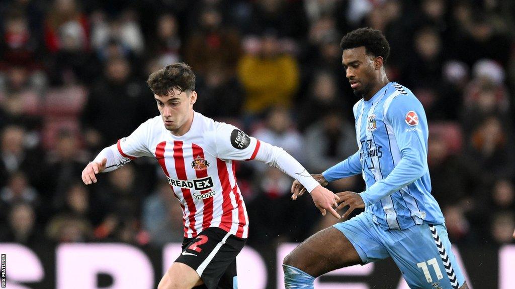 Sunderland defender Niall Huggins (left) during match against Coventry