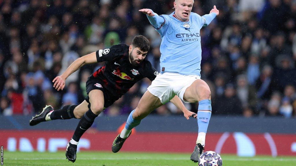 Josko Gvardiol chases Erling Haaland as Leipzig lose 7-0 at Etihad Stadium in last season's Champions League