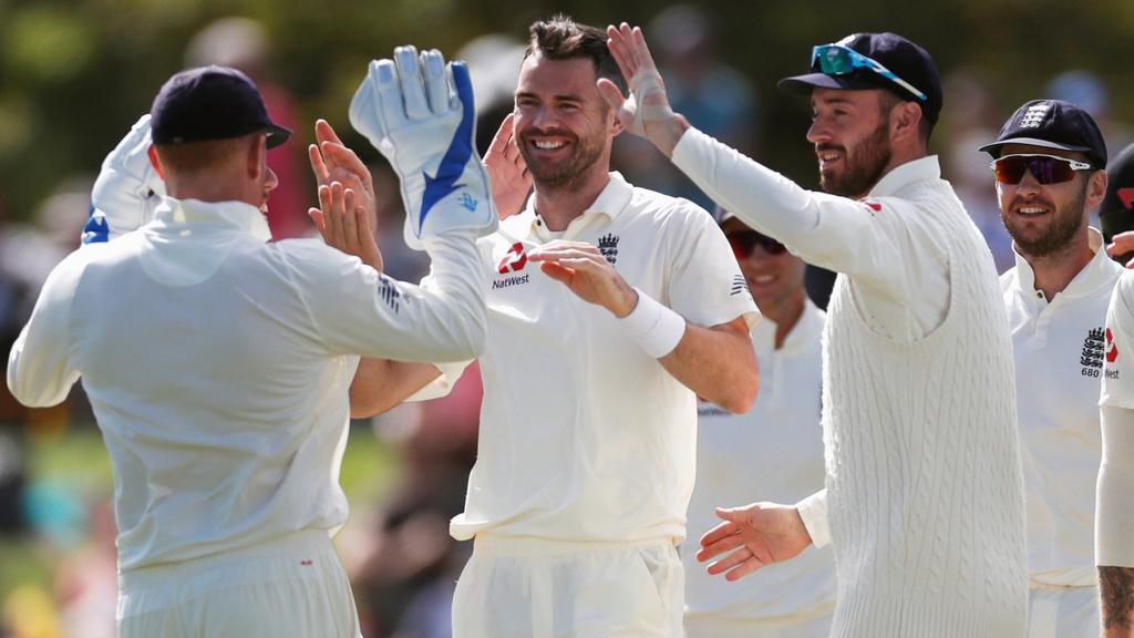 James Anderson celebrates a wicket