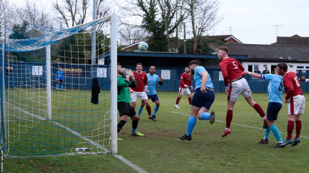 Dial Square score the opening goal against Lightwater