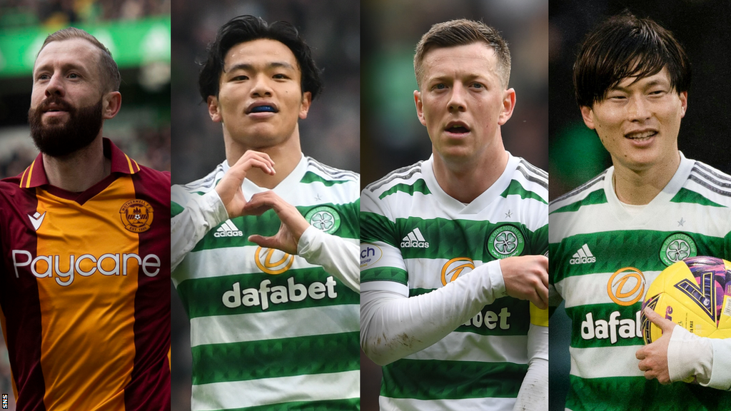 Kevin van Veen, Reo Hatate, Callum McGregor and Kyo Furushashi (L-R)