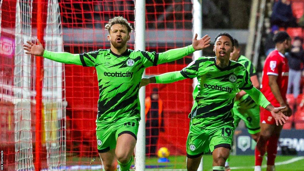 Matty Taylor celebrates scoring for Forest Green Rovers