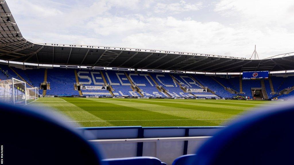 A view out on to the pitch from one of the lower stands at Reading's Select Car Leasing stadium.