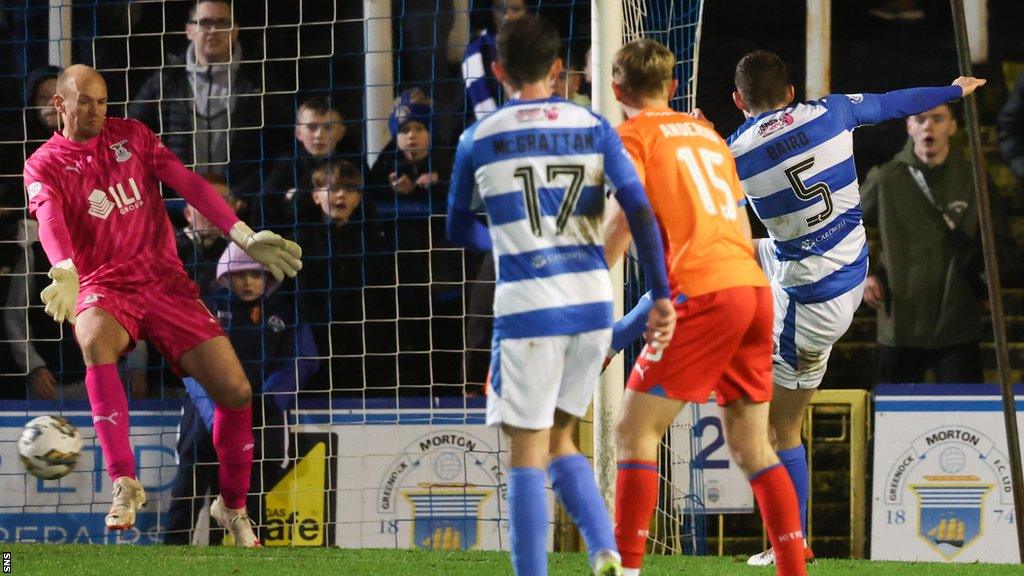 Jack Baird scores for Morton against Inverness