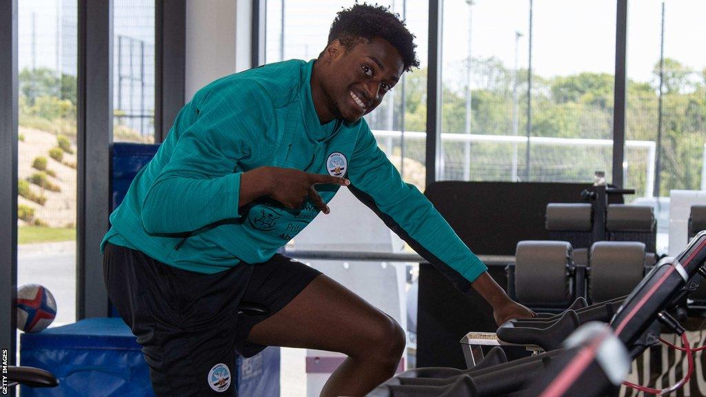 Nathanael Ogbeta at the Fairwood Training Ground in Swansea