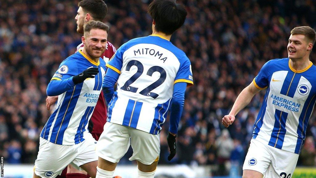 Alexis Mac Allister celebrates Brighton's opening goal