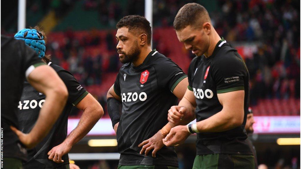 George North and Taulupe Faletau are both dejected after the final whistle against Georgi