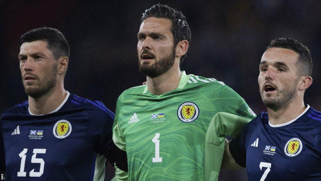 Scotland players Scott McKenna, Craig Gordon and John McGinn