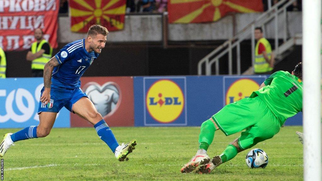 Ciro Immobile scores his 17th goal for Italy